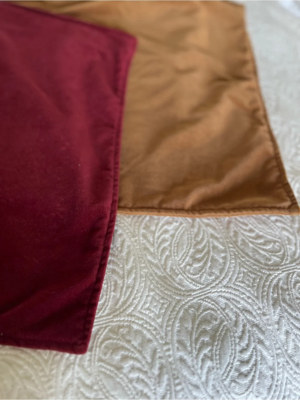 Crate & Barrel Set Of 2 Velvet Throw Pillow Covers Brick Red/Copper 20” Square